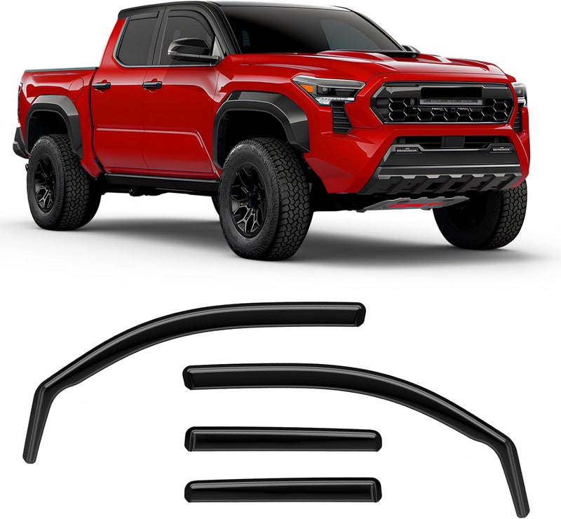 ISINLASSO in-Channel Rain Guards Fit for Toyota Tacoma Double Cab 2024 2025 Black Extra Durable Shatterproof Side Window Deflectors, Vent Window Visors, Wind Deflectors - 4 PCS - Image 1